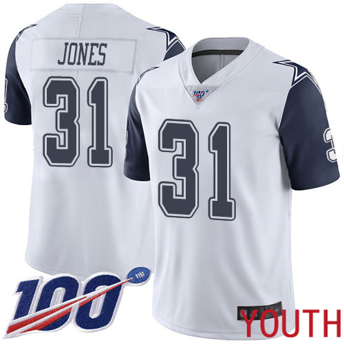 Youth Dallas Cowboys Limited White Byron Jones #31 100th Season Rush Vapor Untouchable NFL Jersey->dallas cowboys->NFL Jersey